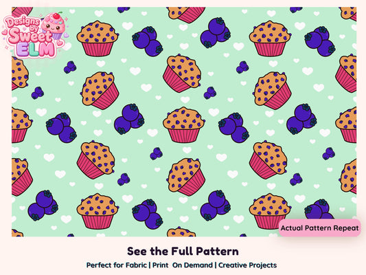 Blueberry Muffin Craze Seamless Pattern