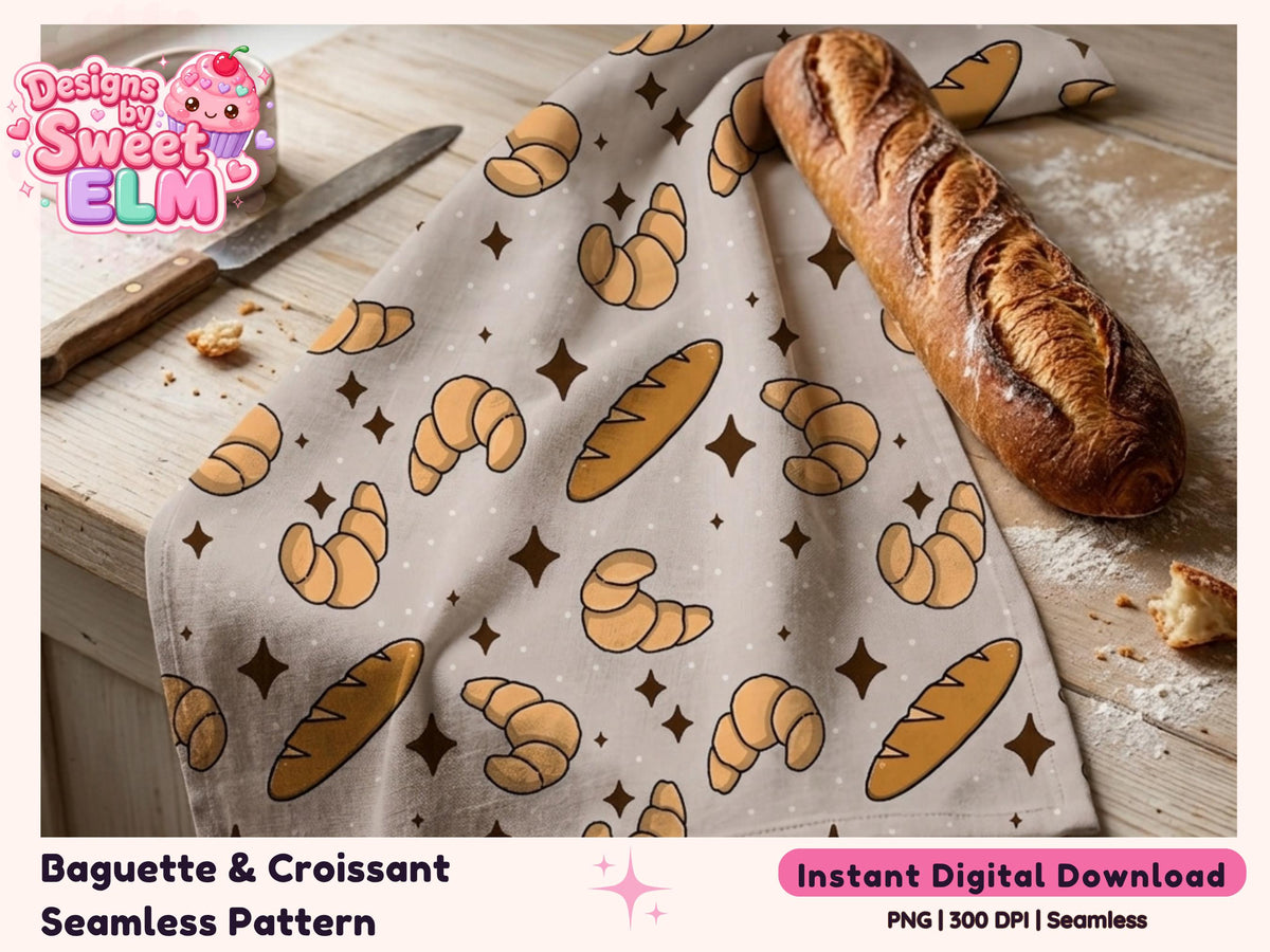 Croissant & Baguette Seamless Pattern