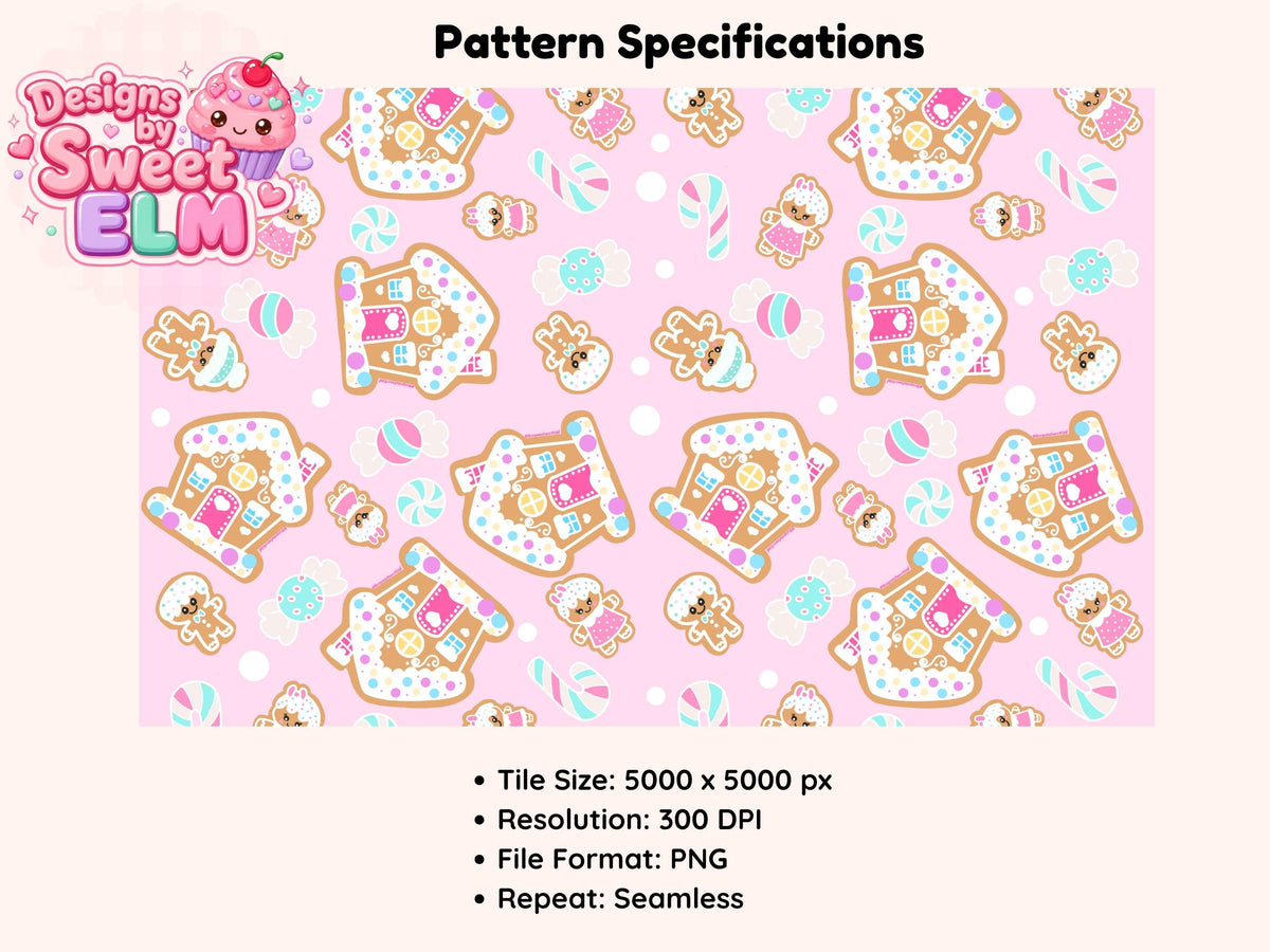 Gingerbread World Seamless Pattern