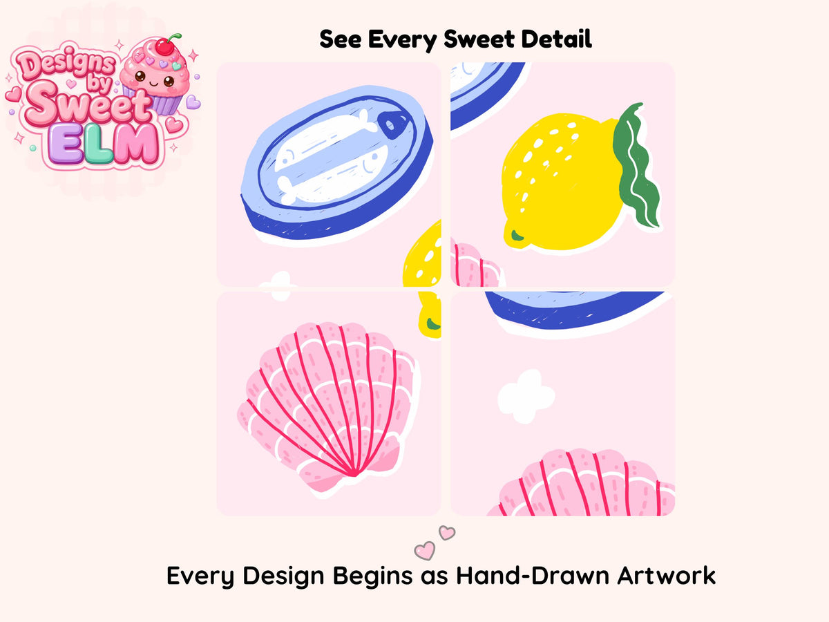 Mediterranean Lemons & Shells Seamless Pattern