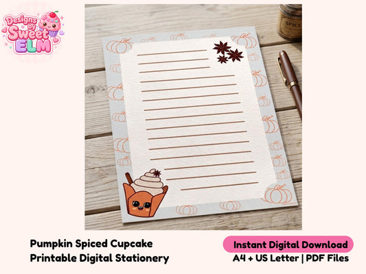 Pumpkin Spice Cupcake Printable Stationery