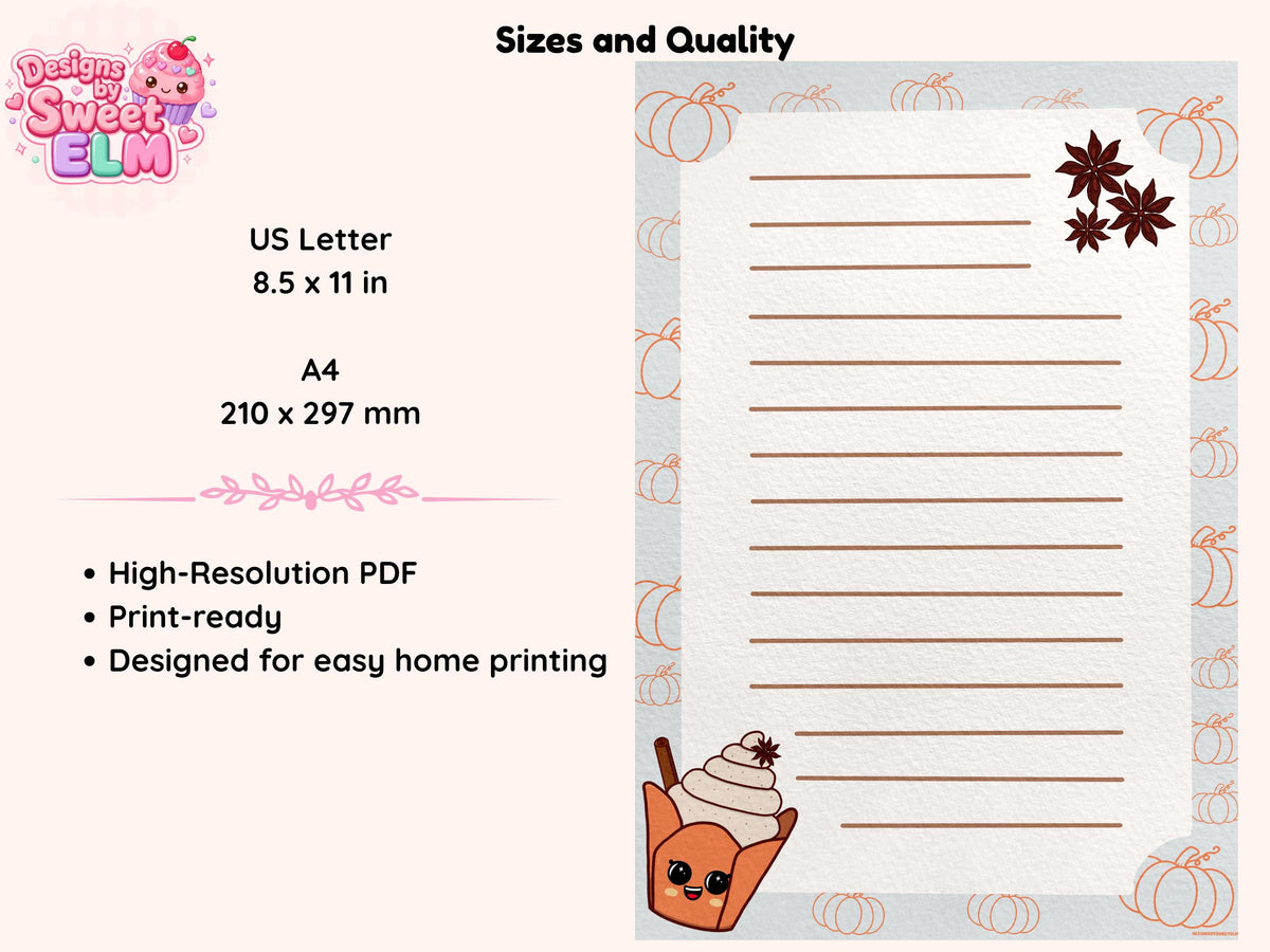 Pumpkin Spice Cupcake Printable Stationery