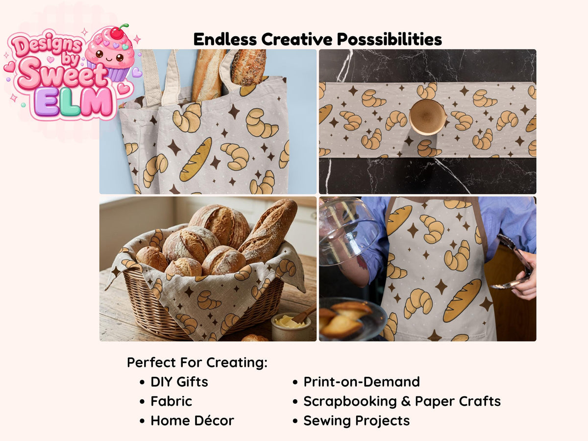 Croissant & Baguette Seamless Pattern