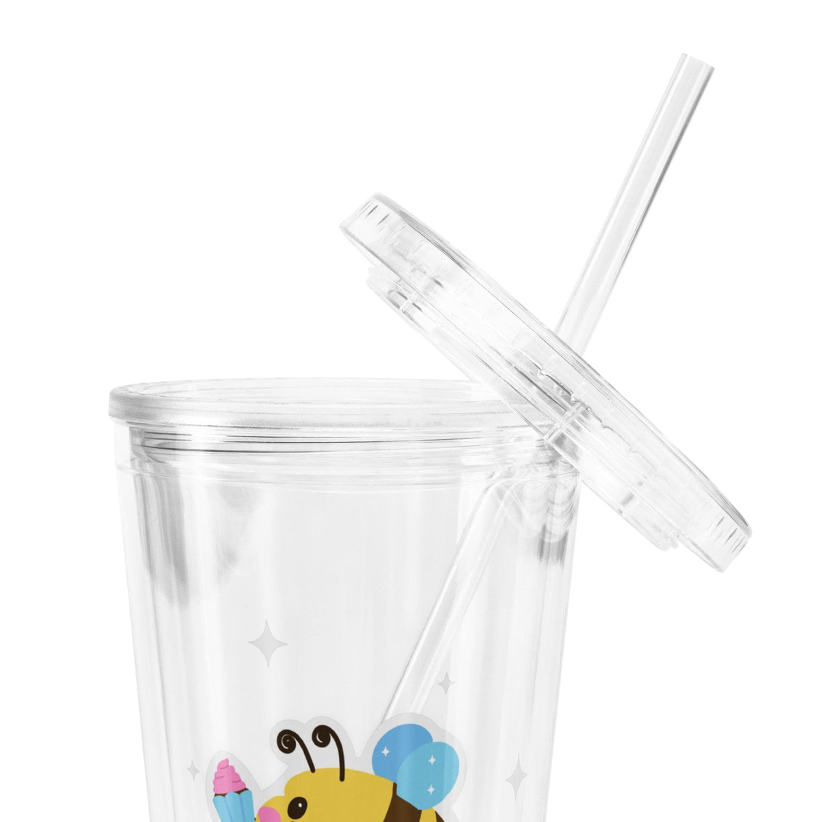 Hand Drawn Bee Tumbler | 16 oz Insulated Iced Coffee Cup with Straw
