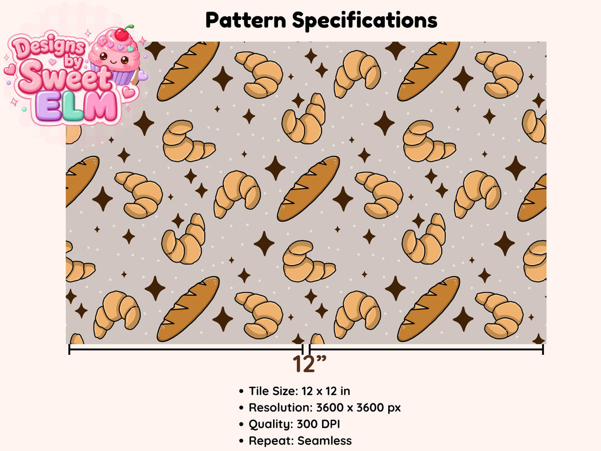Croissant & Baguette Seamless Pattern