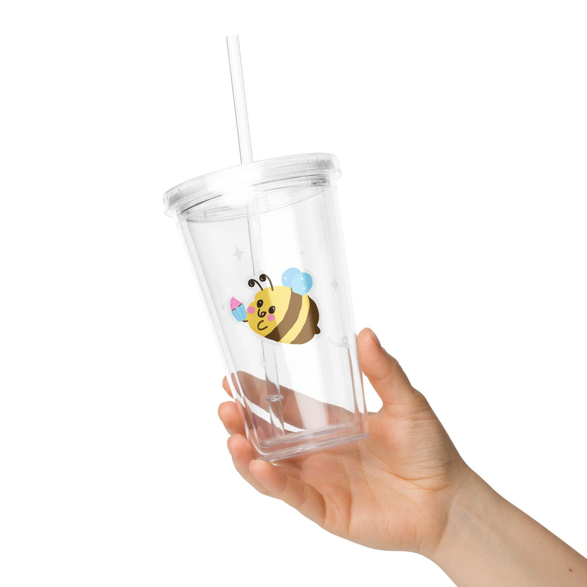 Hand Drawn Bee Tumbler | 16 oz Insulated Iced Coffee Cup with Straw