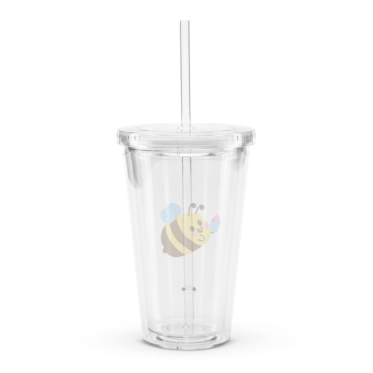 Hand Drawn Bee Tumbler | 16 oz Insulated Iced Coffee Cup with Straw