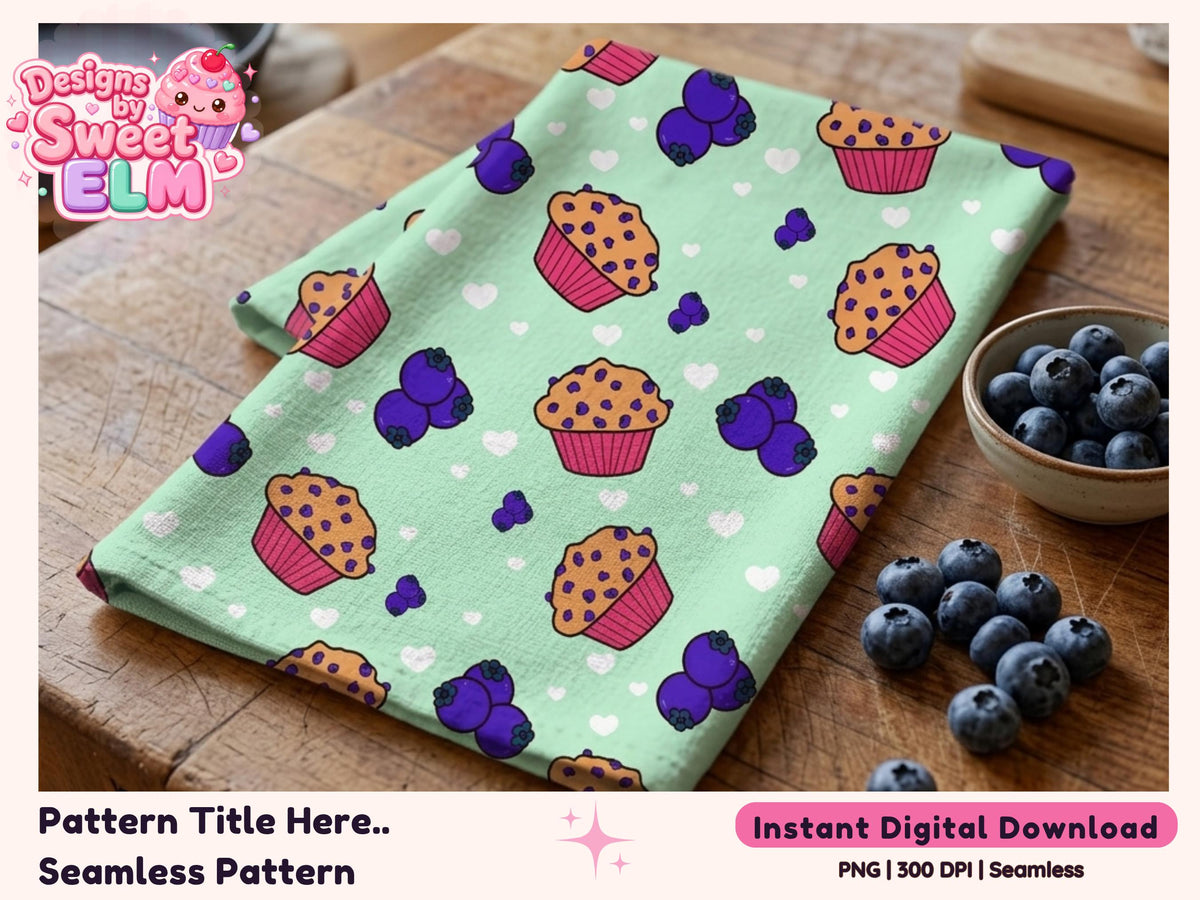 Blueberry Muffin Craze Seamless Pattern