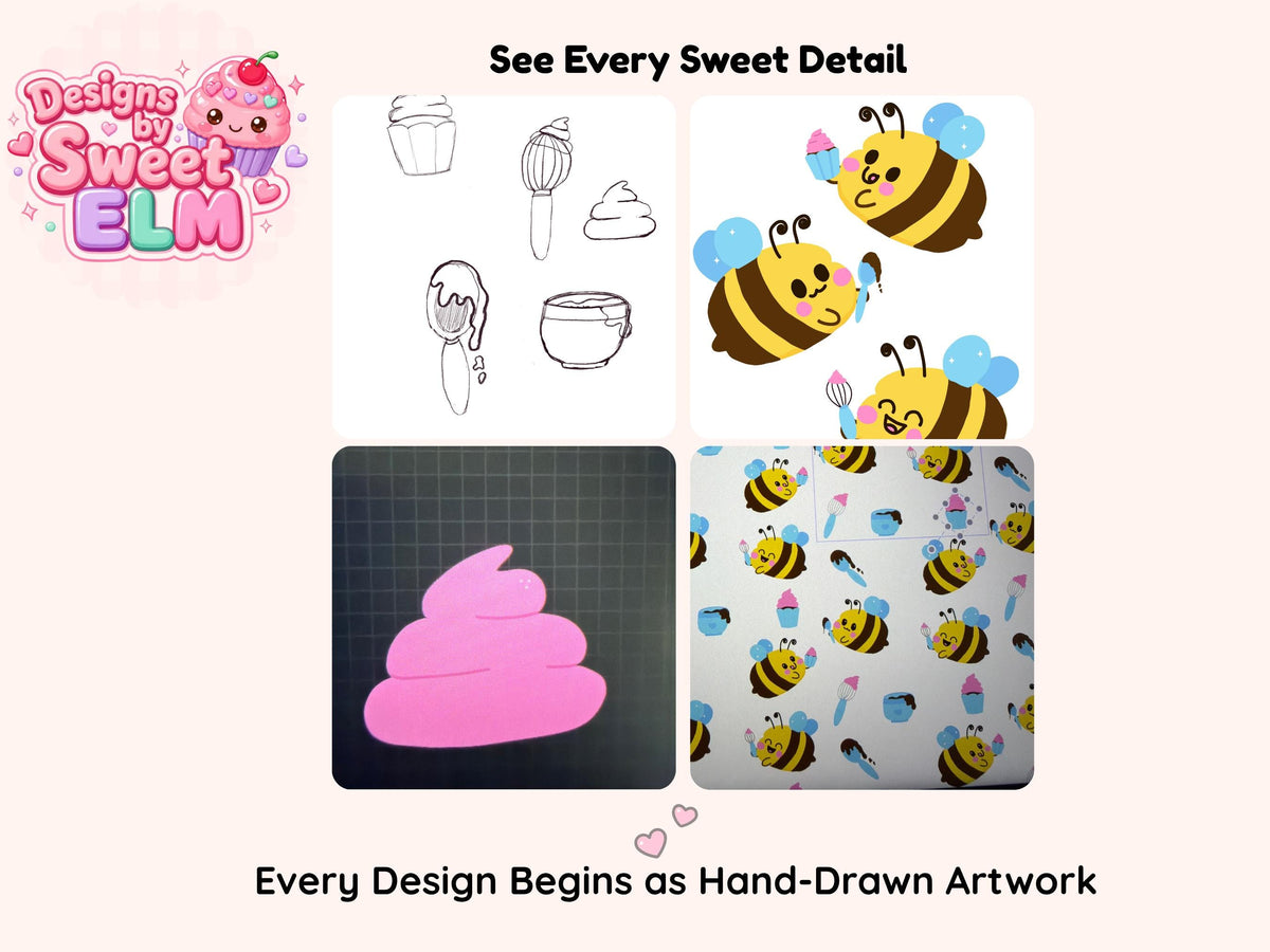 Bakery Bees Seamless Pattern | Kawaii Baking Design