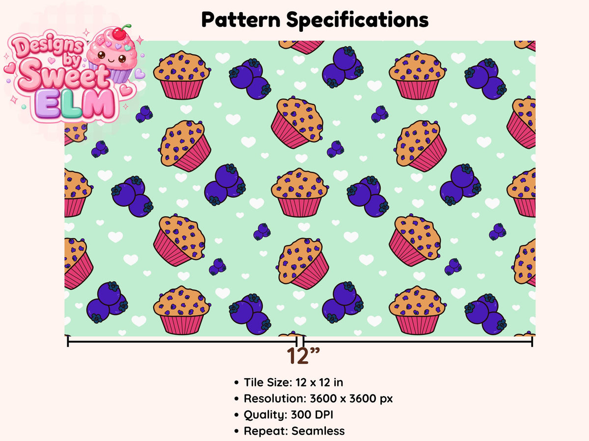Blueberry Muffin Craze Seamless Pattern