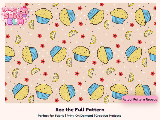 Lemon Poppy Seed Muffin Seamless Pattern