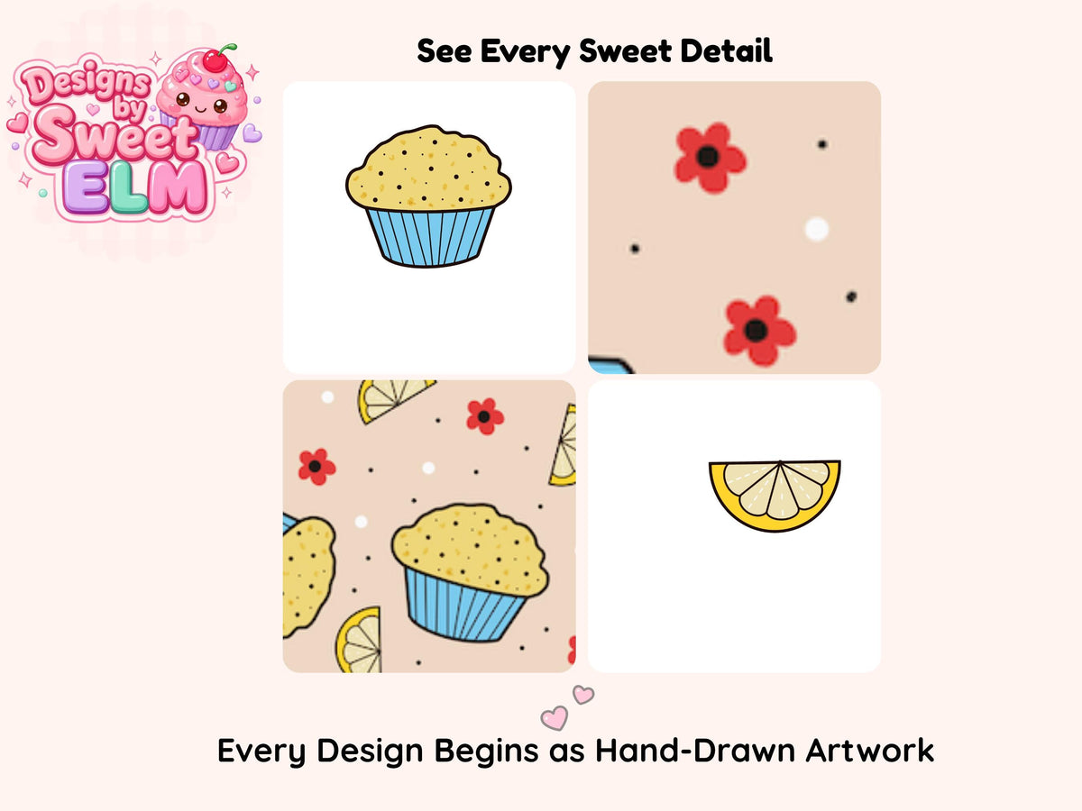Lemon Poppy Seed Muffin Seamless Pattern