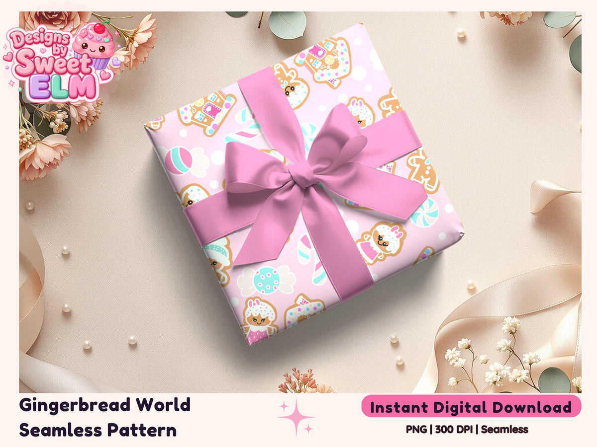 Gingerbread World Seamless Pattern