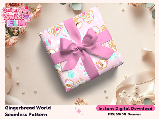 Gingerbread World Seamless Pattern
